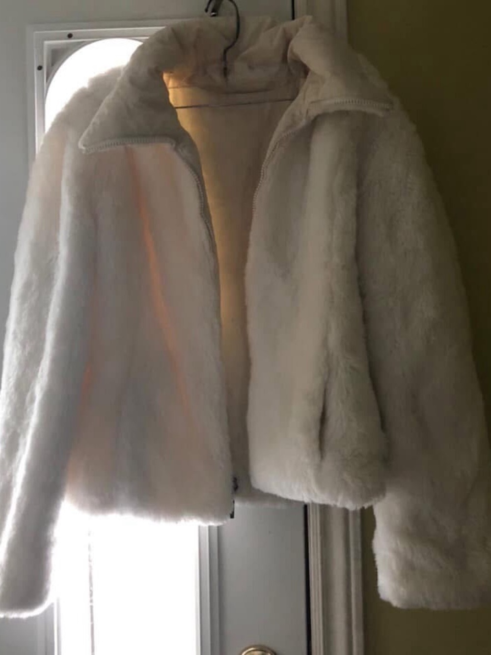 Vintage White rabbit Fur Zip-Front Jacket - Women